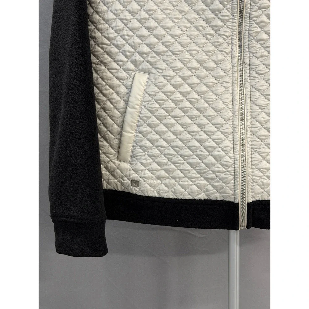 Lauren‎ Ralph Lauren Quilted Fleece Jacket Women's Size Medium Black Cream Zip